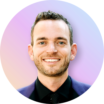 Anthony Morrison on a Magenta Orange Gradient Background